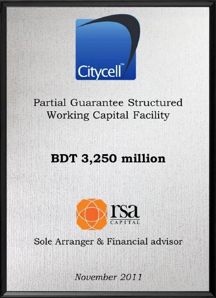 Citycell — Structured working capital facility, BDT 3,250 million, Nov 2011