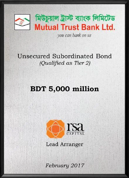 Mutual Trust Bank — Unsecured subordinated bond, BDT 5,000 million, Feb 2017